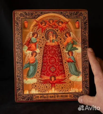 На память: Икона деревянная "Прибавление ума" Богоматери