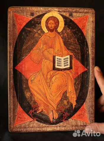 На память: Икона "Спас в силах" дерево, ручная работа