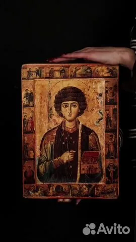 На память: Икона "Святой Пантелеймон-целитель" дерево
