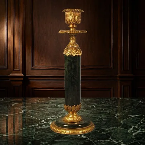 Подсвечник «Раздумье» из бронзы и змеевика — красивый подарок
