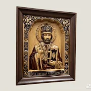 Святой Николай Чудотворец резная икона из бука в подарок — фотография 2