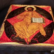 Икона деревянная "Спас в Силах" — оригинальный подарок — фотография 5