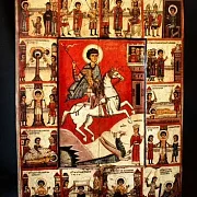 Подарочная икона Чудо Георгия о змие (с клеймами) — фотография 1