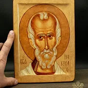 Икона Святого Николая. Дерево — оригинальный подарок — фотография 1