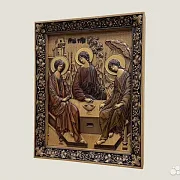 Резная икона из дерева Святая Троица — красивый подарок — фотография 3