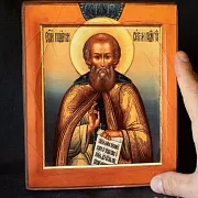 Деревянная икона "Св. Сергий Радонежский." — красивый подарок — фотография 1