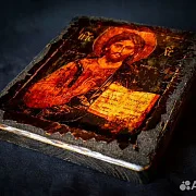 Икона "Христос Вседержитель" дерево, ручная работа — необычный подарок — фотография 4