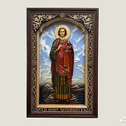 Икона резная из дерева Святой Целитель Пантелеймон в подарок — фотография 1
