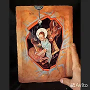 На память: Икона деревянная "Рождество Христово" — фотография 1