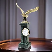 Винтажные настольные часы «Орел» из бронзы и змеевика — необычный подарок — фотография 1