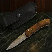 Рабочий складной нож №4, дамаск — оригинальный подарок — фотография 1