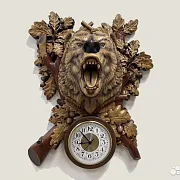 Резные часы «Медведь ревун» из бука — необычный подарок — фотография 1