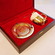 Фарфоровая кофейная пара "Лазурит". Златоуст — оригинальный подарок — фотография 3