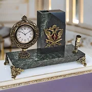Часы «Элина» с орлом УИС и подставкой — необычный подарок — фотография 1