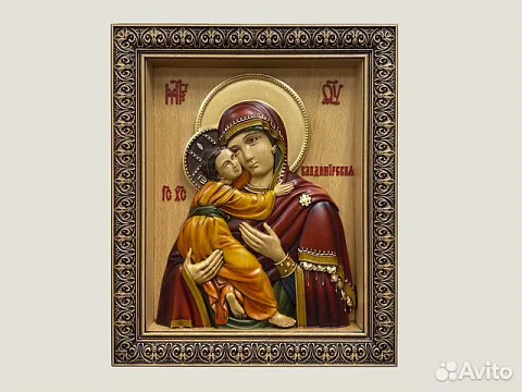 На память: Владимирская икона Божией Матери резная из дерева