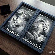 На память: Нарды под стеклом «Царь зверей» — фотография 2
